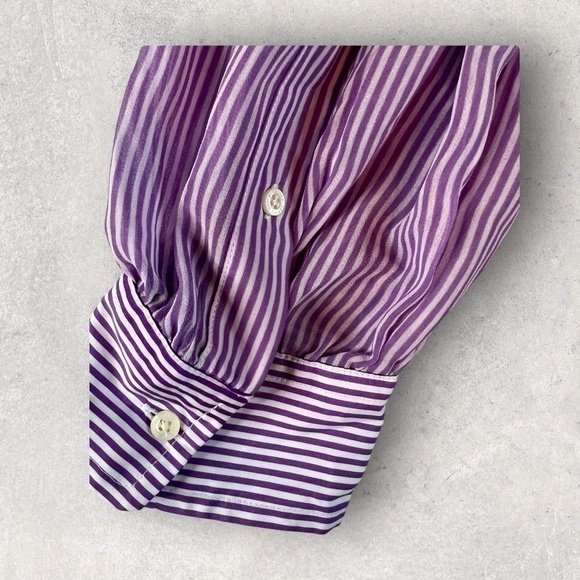 Lauren Ralph Lauren Plus-Size Striped Broadcloth Shirt Lavender/White 1X PLUS SZ - Picture 3 of 9